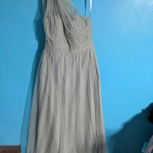 Revelry One-Shoulder Sage Green Tulle Gown